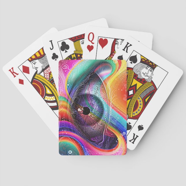 Modern Psychedelic Abstract Eye Geometric Style Poker Cards (Back)