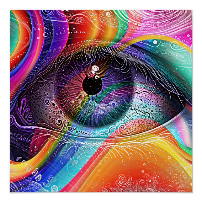 Modern Psychedelic Abstract Eye Geometric Style Poster (Front)