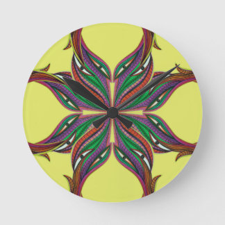 Modern psychedelic mandala- cross round clock