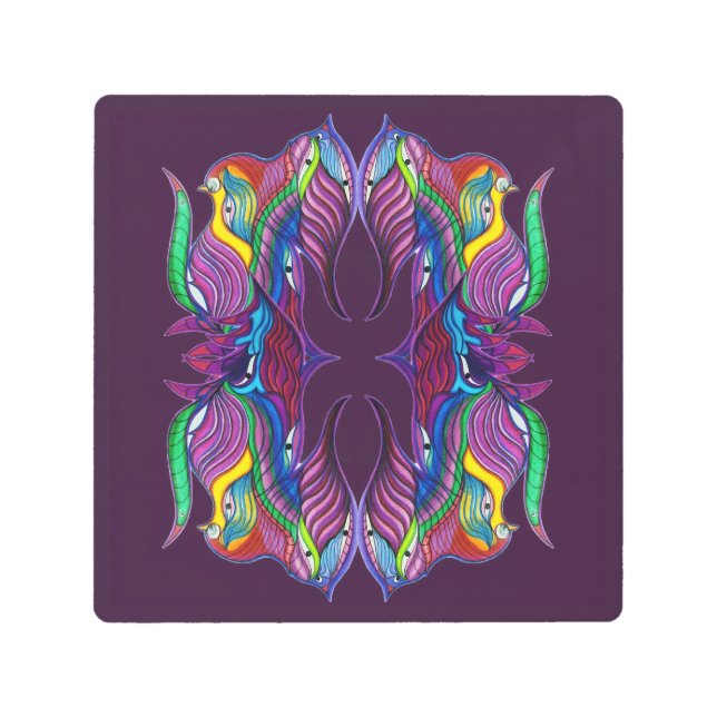Modern psychedelic mandala metal print (Front)