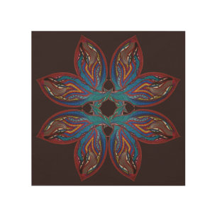 Modern psychedelic mandala wood wall art
