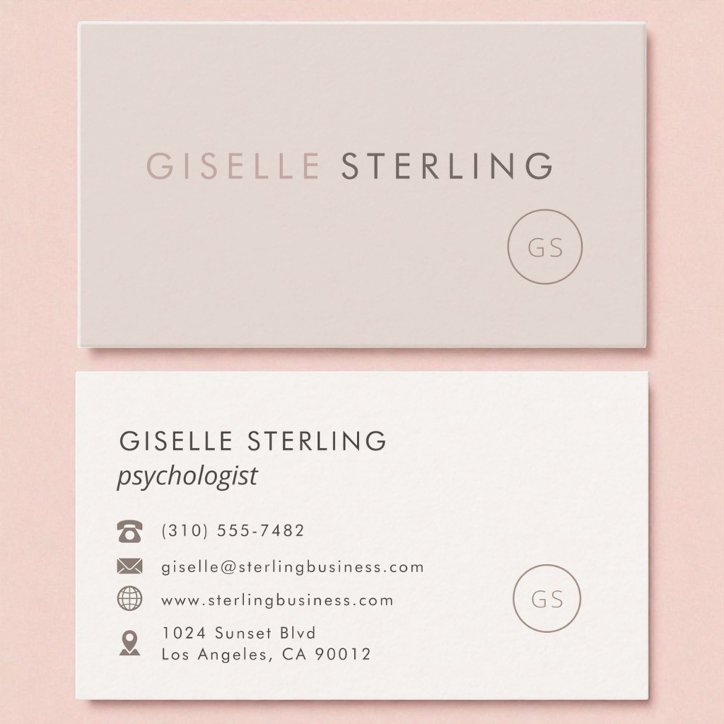 Modern Psychologist Blush Pink Minimalist Luxury Business Card