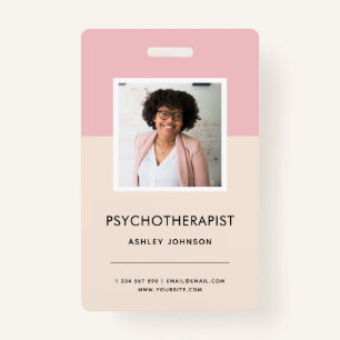 Modern Psychotherapist Counselor Photo Name Tag ID Badge