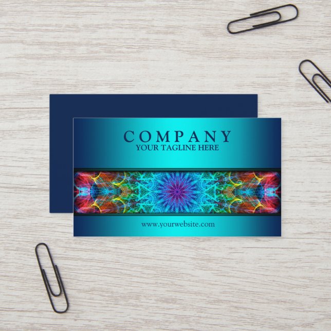 Modern Pulling In mandala blue Business Card (Front/Back In Situ)