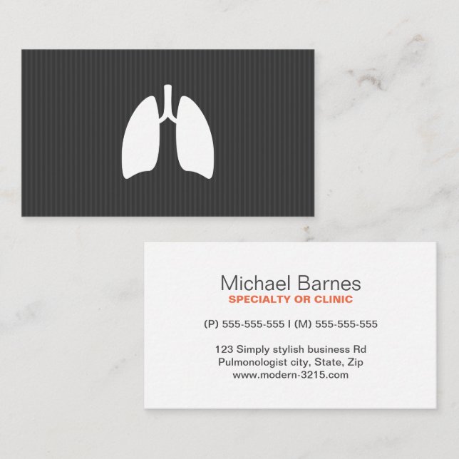 Modern pulmonology pulmonologist lungs minimalist business card (Front/Back)