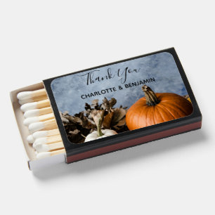 Modern Pumpkin Autumn Fall Wedding Favors Matchboxes