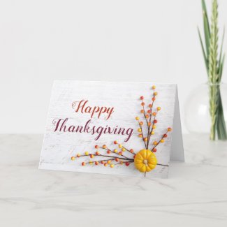 Modern Pumpkin Berries Thanksgiving Greeting Card