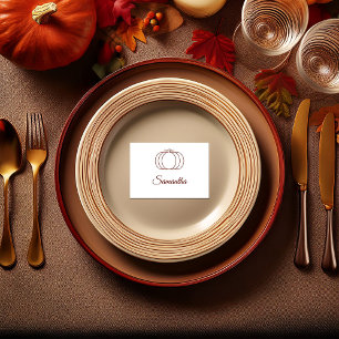Modern Pumpkin Brown Thanksgiving/Friendsgiving Place Card