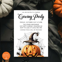 Modern Pumpkin Carving Adult Halloween Party Invitation