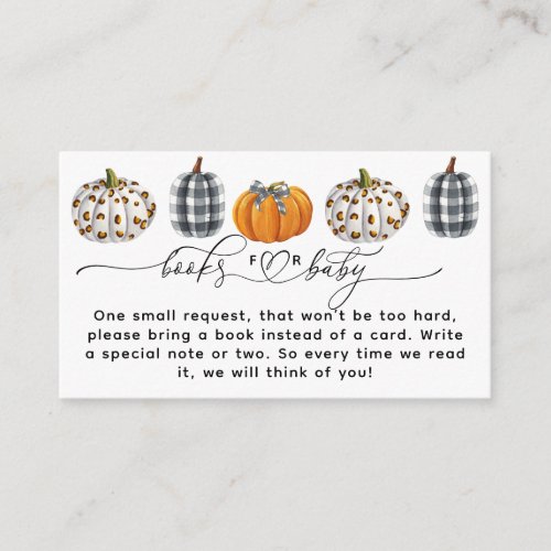 Modern Pumpkin Fall Neutral Baby Shower  Enclosure Card