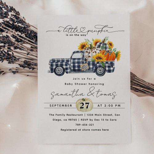 Modern Pumpkin Fall Neutral Baby Shower  Invitation