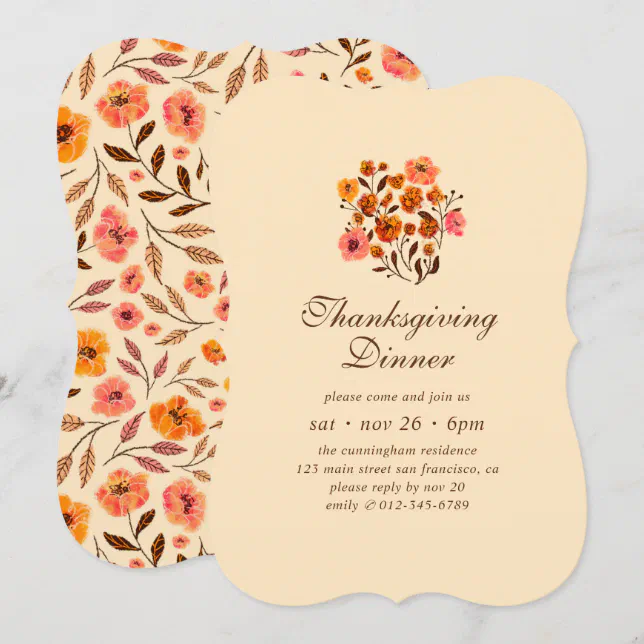 Modern Pumpkin Flower Pattern Thanksgiving Invitation Zazzle modern-pumpkin-flower-pattern-thanksgiving-invitation-zazzle