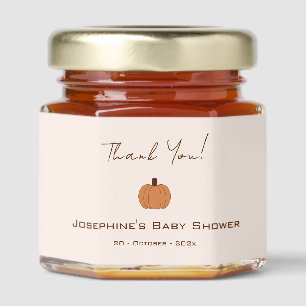Modern Pumpkin Gender Neutral Baby Shower Honey Jar Favors