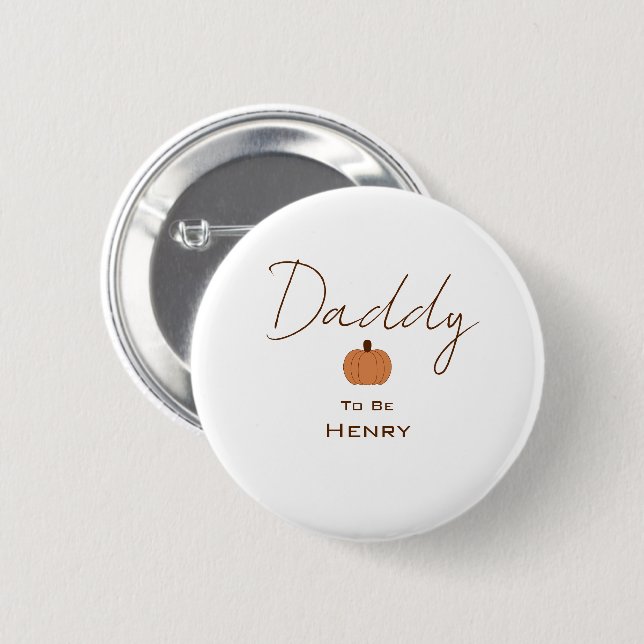 Modern Pumpkin Gender Neutral Daddy-to-be Button (Front & Back)