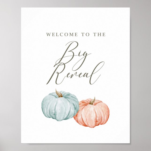 Modern Pumpkin Gender Reveal Fall Welcome Sign (Front)