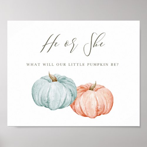Modern Pumpkin Gender Reveal Welcome Poster Decor