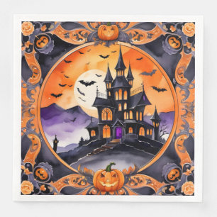 Modern Pumpkin Halloween Autumn Collection Paper Dinner Napkins