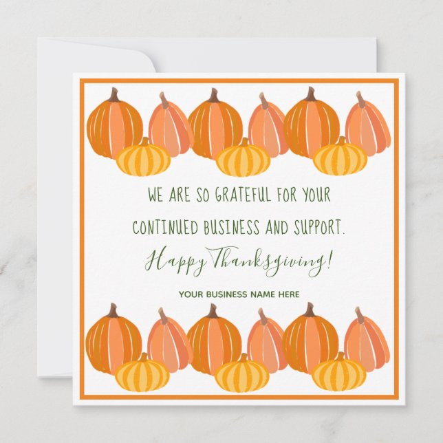 Modern Pumpkin Happy Thanksgiving   Holiday Card (Front)