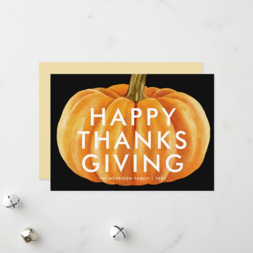 modern pumpkin happy thanksgiving holiday card