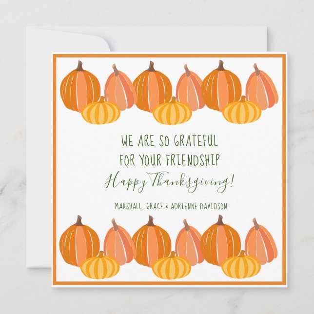 Modern Pumpkin Happy Thanksgiving   Holiday Card (Front)