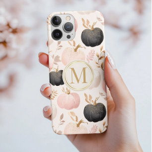 Modern Pumpkin Monogram – Personalized Initial iPhone 15 Pro Max Case