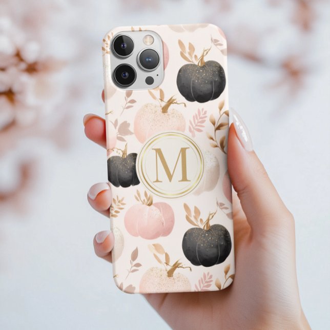 Modern Pumpkin Monogram – Personalized Initial  Case-Mate iPhone Case (Creator Uploaded)