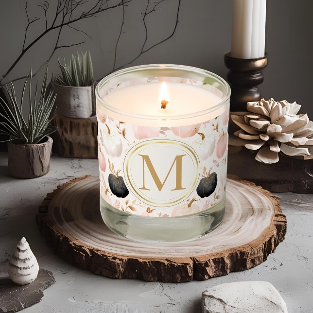 Modern Pumpkin Monogram – Personalized Initial Scented Candle (Creator Uploaded)