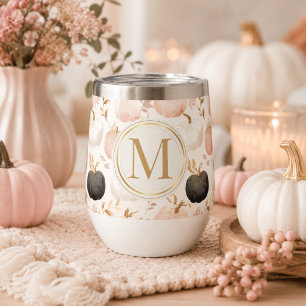 Modern Pumpkin Monogram – Personalized Initial Thermal Wine Tumbler