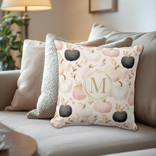 Modern Pumpkin Monogram – Personalized Initial Throw Pillow