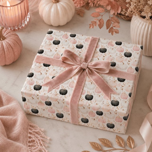 Modern Pumpkin Monogram – Personalized Initial Wrapping Paper (Creator Uploaded)