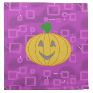 Modern Pumpkin on Purple Geometric Cloth Napkin