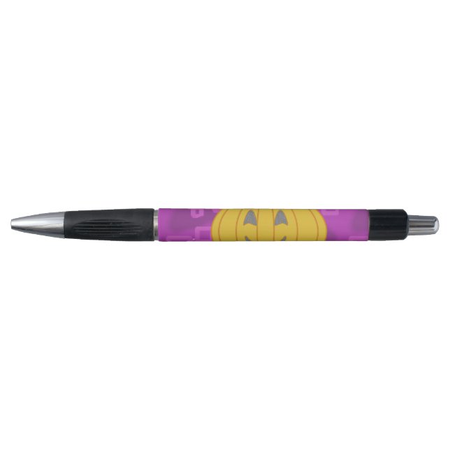 Modern Pumpkin on Purple Geometric  Pen (Front)