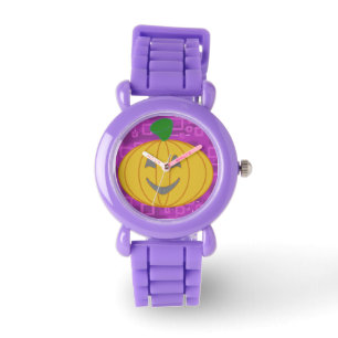 Modern Pumpkin on Purple Geometric Watch
