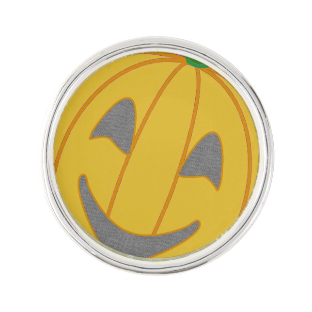 Modern Pumpkin Planet Jill Round Lapel Pin (Front)