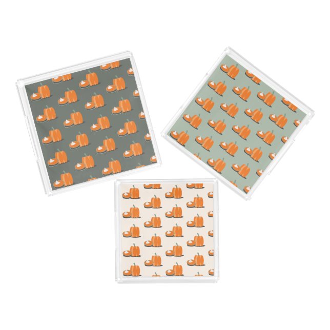 Modern Pumpkin Pumpkin Pie Pattern Acrylic Tray (Set)