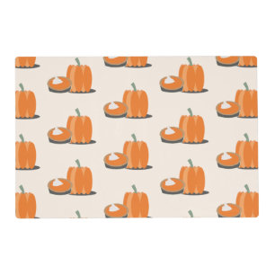 Modern Pumpkin Pumpkin Pie Pattern Cream Green Placemat