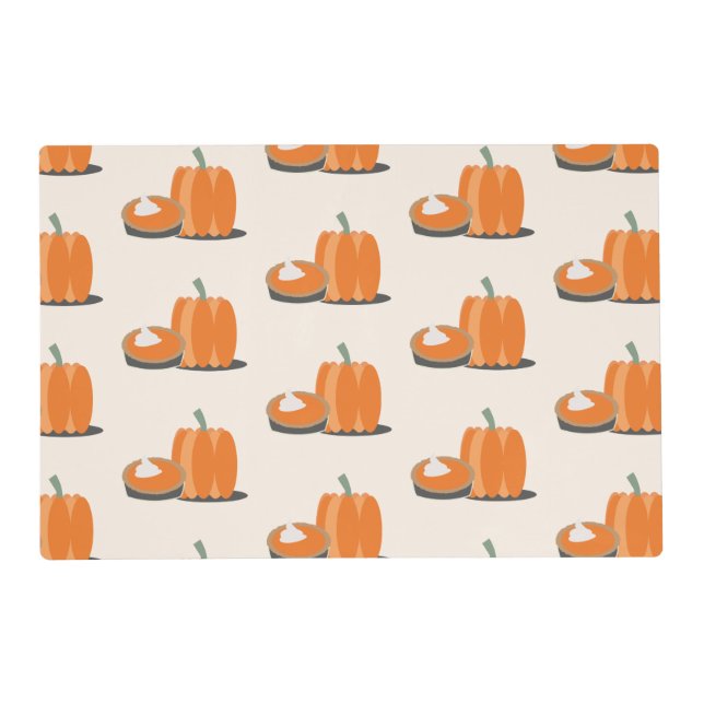 Modern Pumpkin Pumpkin Pie Pattern Cream Green Placemat (Front)