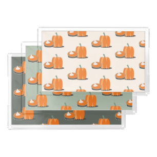 Modern Pumpkin Pumpkin Pie Pattern Design Acrylic Tray