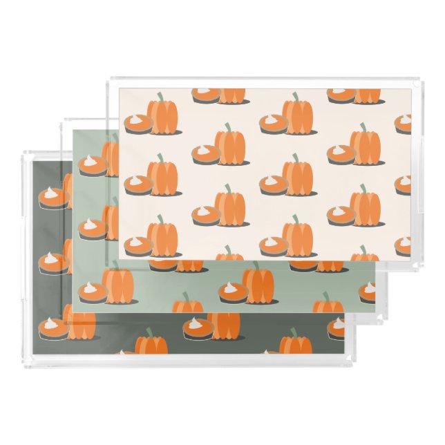 Modern Pumpkin Pumpkin Pie Pattern Design Acrylic Tray (Set)