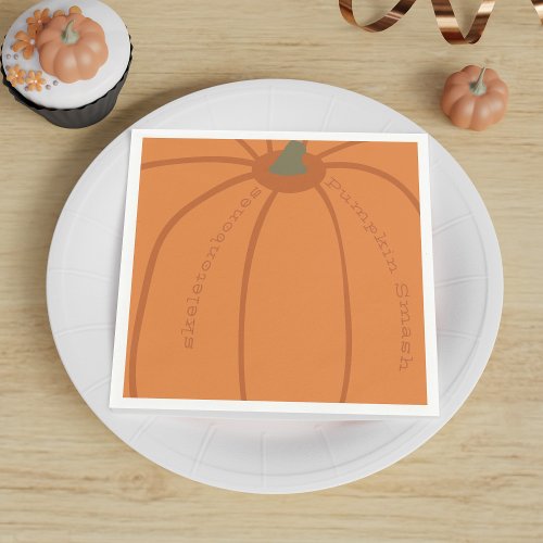 Modern Pumpkin Smash Party Personalized Napkins