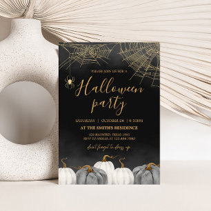 Modern Pumpkin Spider Halloween Party Invitation