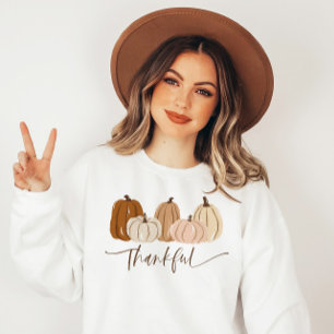 Modern Pumpkin Thankful Thanksgiving Sweatshirt