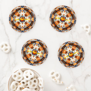 Modern Pumpkin Thanksgiving Autumn Collection Coaster Set