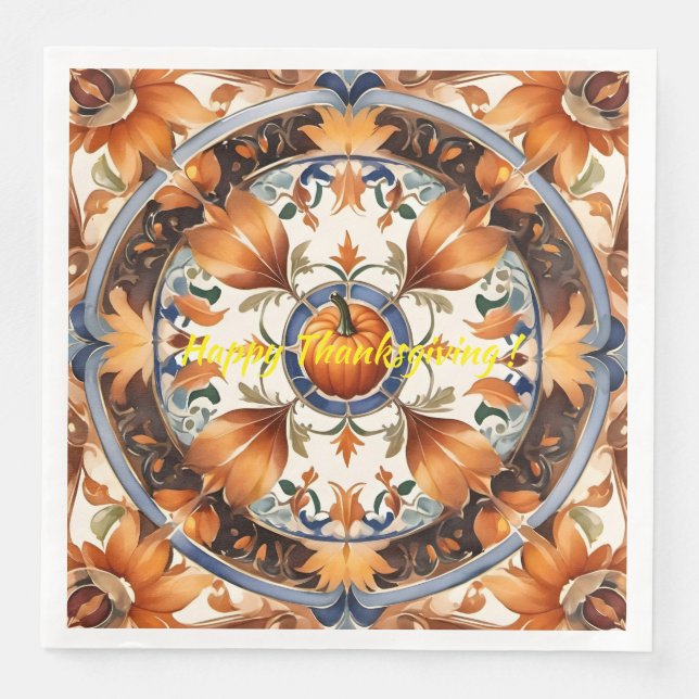 Modern Pumpkin Thanksgiving Autumn Collection Paper Dinner Napkins (Front)