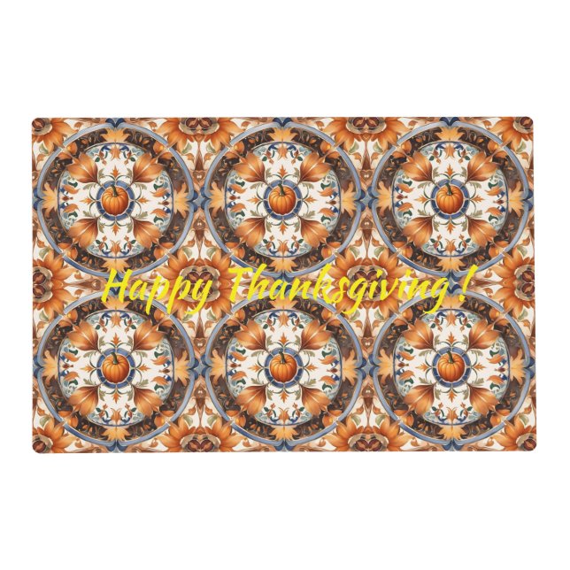 Modern Pumpkin Thanksgiving Autumn Collection Placemat (Front)