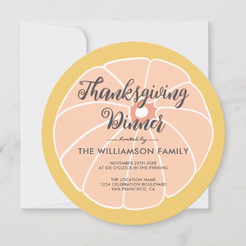 Modern Pumpkin Thanksgiving Dinner Invitation