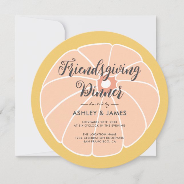 Modern Pumpkin Thanksgiving Dinner Invitation (Front)