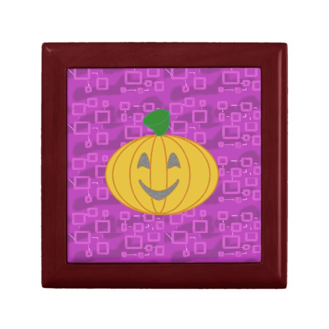 Modern Pumpkin Wooden Jewelry Keepsake Box (Front)