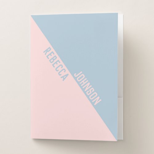 Modern Punchy Pastel Light Pink Blue Duotone Pocket Folder