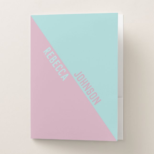 Modern Punchy Pastel Pink Turquoise Duotone Pocket Folder (Front)